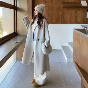 울 베이지 캐주얼 차이나 겨 코트 여성패션 방풍 더블 모피 DL4