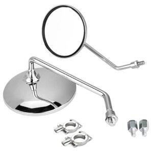 이비드 크롬 4인치 원형 오토바이 효성 핸들바 스트리트 크루저용 스포츠 벌칸 7/8인치 마운트 섀도우 커스텀 백미러 킴코 교체 더트 빅토리 바이크