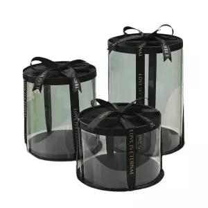 상자 생일 쉬폰케익 케이스 꽃선물 원형 꽃 용기 투명 케 포장 박스 케이크