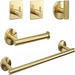 TocTen 욕실 하드웨어 세트 두꺼운 스테인리스 스틸 목욕 타월 바 욕실용 랙 포함 + 3 로브 후크 벽걸이