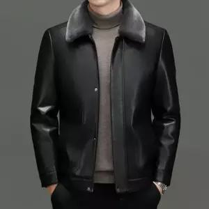겨울 캐주얼 남성패션 항공 점퍼 가죽옷 코트 기모아빠 터틀넥 가죽자켓 DL4