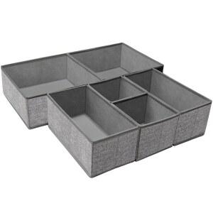 크리우시아 접이식 속옷 서랍 정리함 옷장 칸막이 옷 보관함 양말 통 6개 회색