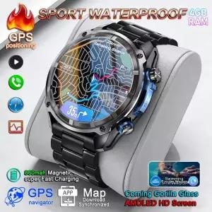 호환  TANK 신형 내장 GPS 지도 스마트워치 나침반 860mAh 배터리 4GB 메모리 10ATM 방수 블루투스 통화 남