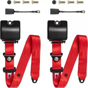 2PCS 조절식 접이식 3점 벨트 키트 골프 카트용 유니버설 핏 UTV 트럭 RV 미니밴(빨간색)