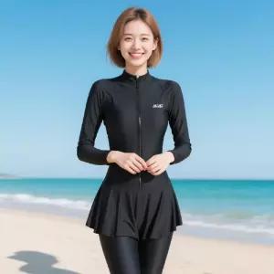 옥뚜브레 비치 래시가드 슬림핏 수영복 긴팔바지 여성원피스수영복 점프수트 UNO1