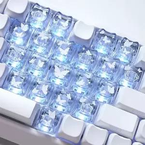 호환  MOA 나비 고양이 모양 투명 PC 소재 흰색 분홍색 검정색 파란색 투명 키캡 식 키보드용