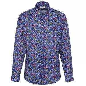 [레노마]슬림핏 /린넨혼방/프레쉬 리프 프린트 긴소매 셔츠 RPSSL1176 NY_US