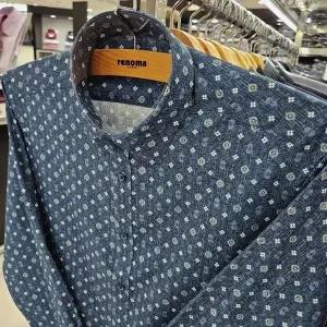 [레노마]슬림핏 / 린넨혼방 프린트 긴소매 셔츠 RPSSL1173 BU_US