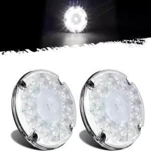 파츠삼 2Pcs 7인치 원형 흰색 LED 백업 라이트 17개 마커 클리어런스 주행등 대중교통 차량 버스 트럭