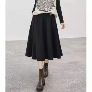 미니코코네 치마 여성용 검정 모직 정장 프렌치 DOS1