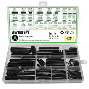 248개 SAE 롤 핀 모음 세트 강철 분할 확장 10 사이즈 1/16 5/64 3/32 1/8 5/32 3/16 7/32 1/4 5/16 3/8