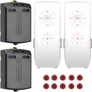 소형 범용 천장 선풍기 리모컨 키트 2팩 램프용 3-in-1 속도 조명 및 타이밍 무선 제어 수신기 핏 헌터