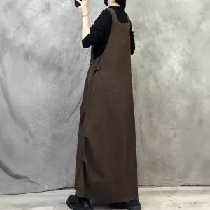 여성패션 겨울 치마 빈티지 일자 멜빵 스커트 가을 빅사이즈 무릎 밑단 발목까지 오는 롱 슬림핏 DL4