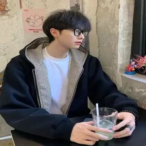 남자 추동 집업 후드 양면 하운드투스 가디건 트렌디 체크 카디건 아이템 HT4