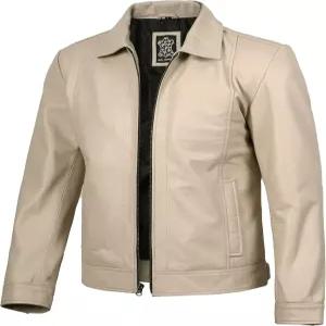 에프재킷 스타일리시한 남성용 가죽 재킷 리얼 램스킨 모토 스타일 셔츠 칼라 남성