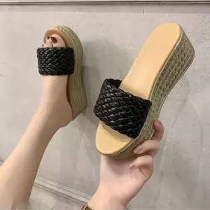 8612 통굽 슬리퍼 여성 쿠션 샌들 힐샌들 하이힐