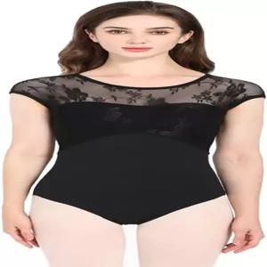 성인 댄스 체조 보디슈트를 위한 랜보던스 여성 반팔 발레 레오타드