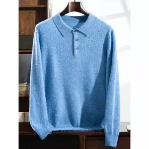 미비다 남성 폴라 니트 스웨터 넥 타이단추 캐시미어 긴팔 순색 기모 루즈핏 상의 ADOR1
