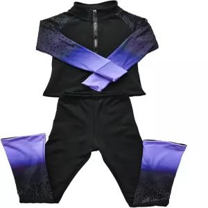 조이캔 피겨 스케이팅 트레이닝 팬츠 재킷 소녀 플리스 반짝이는 컬러 다이아몬드 편안한 따뜻한 운동복