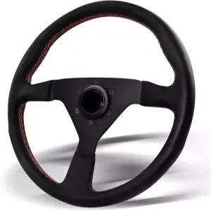 VUNKE 유니버설 레이싱 스티어링 휠 경주용 경적 버튼이 있는 13.4인치 그립 6볼트 게이밍 / 랠리