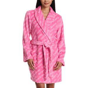 비비 여성 중간 길이 플러시 파자마 라운지 로브 목욕 가운