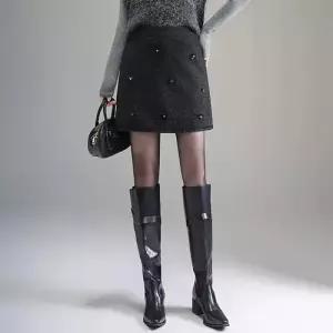 여친 치마 모직 트렌디 아이템 정장 스팽글 가을겨울 A라인 HT4