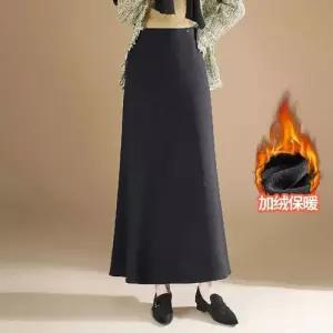 치마 롱 모직 동계 여성 아이템 기모 정장 머메이드 트렌디 HT4