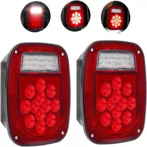 2PCS 레드 화이트 39 LED 스톱 턴 테일 라이트 듀얼 컬러 유니버설 백업 후진 브레이크 클리어런스 마커