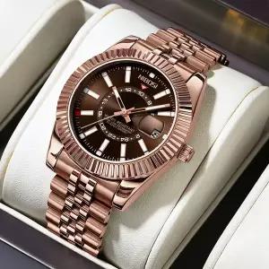 호환  NIBOSI 남성용 럭셔리 시계 스테인리스 스틸 캐주얼 쿼츠 손목시계 방수 시계 야광