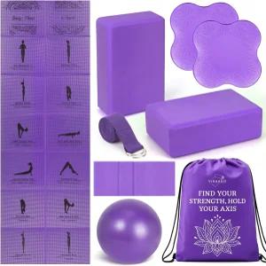 2팩 요가 블록과 스트랩이 있는 여성용 ViraAxis 접이식 매트 및 블록 세트 가방이 얇은 논 슬립 필라테스