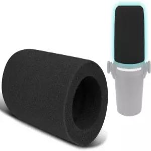 소울윗 2Pcs 마이크 팝 필터 슈어 MV7+ 팟캐스트 다이내믹 보호 커버 윈드스크린 폼 블랙