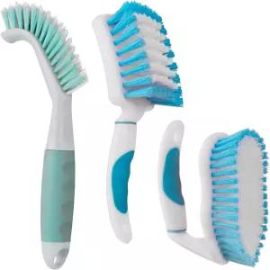 3팩 스크럽 브러시 세트 청소용 고강도 욕실 욕조 주방 바닥 타일 싱크대용 그라우트 뻣뻣한 칫솔모가 있는