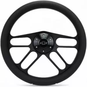 14인치 빌렛 블랙 알루미늄 머슬 쉐보레 혼 버튼 4개가 있는 하프 랩 6홀 스티어링 휠