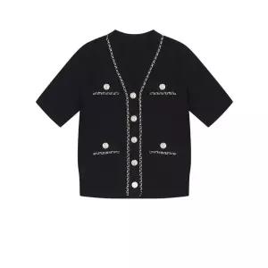 [하프클럽/베스띠벨리]베스띠벨리  25여름  라인 장식 엔틱 가디건2973BK