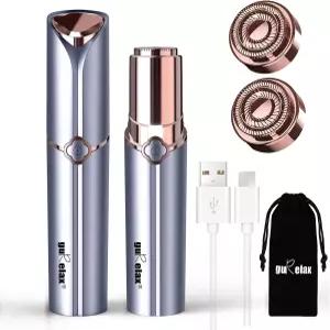 여성용 얼굴 턱수염 콧수염 목 겨드랑이 복숭아 퍼즈 구렐락스 전기 무통 제모 장치 교체 헤드 2개 포함