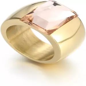 OIDIMS 여성용 멋진 대형 성명 유리 크리스탈 라인스톤 밴드 칵테일 링 큐빅 지르코니아 스테인리스 스틸