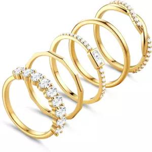 여성용 순두리치 골드 스태커블 링 14K 도금 미니멀리스트 방수 얇은 웨딩 실버 스태킹 밴드 고급스러운