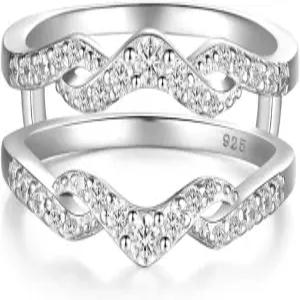 약혼 반지용 바골리카 링 인핸서 트위스트 인피니티 가드 랩 웨딩 밴드 여성용 925 스털링 실버 Cz 사이즈