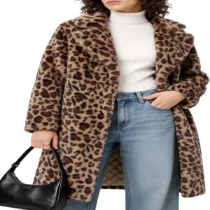 Bgylu 여성용 인조 모피 코트 테디 퍼지 플리스 오픈 프론트 우아한 라펠 칼라 롱 슬리브 라인 루즈 재킷