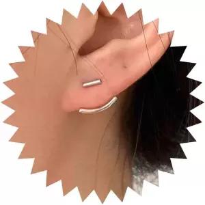 Yheakne 빈티지 바 이어 재킷 귀걸이 앞 뒤 스터드 곡선 스틱 클라이머 플랫 여성용 주얼리