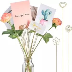 써니레이 30피스 메탈 와이어 플로럴 픽 플레이스 카드 홀더 스탠드 13인치 테이블 이름 번호 그림 클립