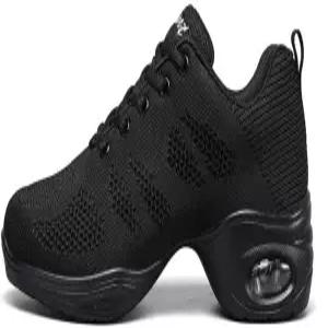 펜로그프트 여성용 통기성 에어 쿠션 재즈 댄스 슈즈 레이스 업 메시 스니커즈 운동화 워킹 두꺼운 솔레드