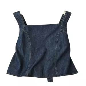 복고풍 데님 탑 스시하고 여름옷 신상 리본 민소매