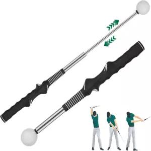 리트랙터블 골프 스윙 트레이너 리듬 클릭 그립 트레이너로 근력과 템포 오른손 및 왼손 골퍼를 위한 교정