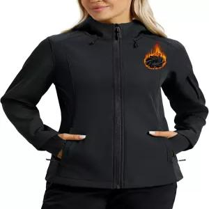 야외 하이킹을 위한 TACVASEN 여성용 방수 소프트쉘 재킷 후드 플리스 안감 따뜻한 가벼운 레인코트