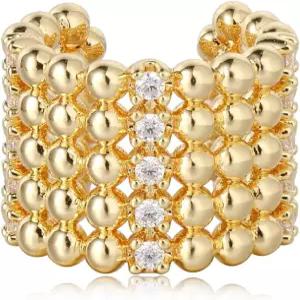 DREMMY 스튜디오 여성용 비 피어싱 이어 커프 14K 골드 도금 큐빅 지르코니아 레드 루비 펄 오픈 후프 금지