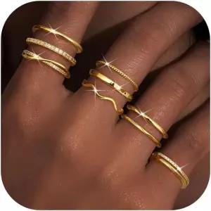 여성용 텅가리 골드 스태커블 링 비타니쉬 오픈 조절 가능한 얇은 엄지 실버 14K 도금 스태킹 큐빅