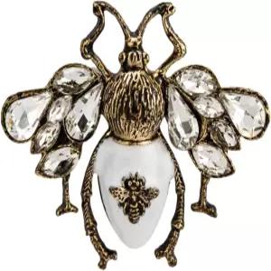 에나멜 크리스탈 라인스톤 디테일이 돋보이는 나이트후드 매트 골든 비 브로치 핀 - 남녀 패션 라펠