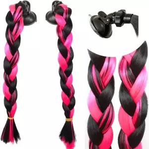 HongJM 헬멧 헤어 양갈래 오토바이 자전거용 흡입 컵 14인치 2개 빨간색 (헬멧 미포함)