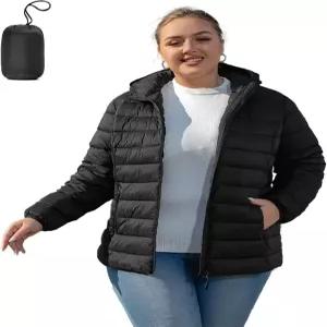 여성용 XALADU 플러스 사이즈 패딩 재킷 1X-7X 방수 포장 가능 겨울 코트 경량